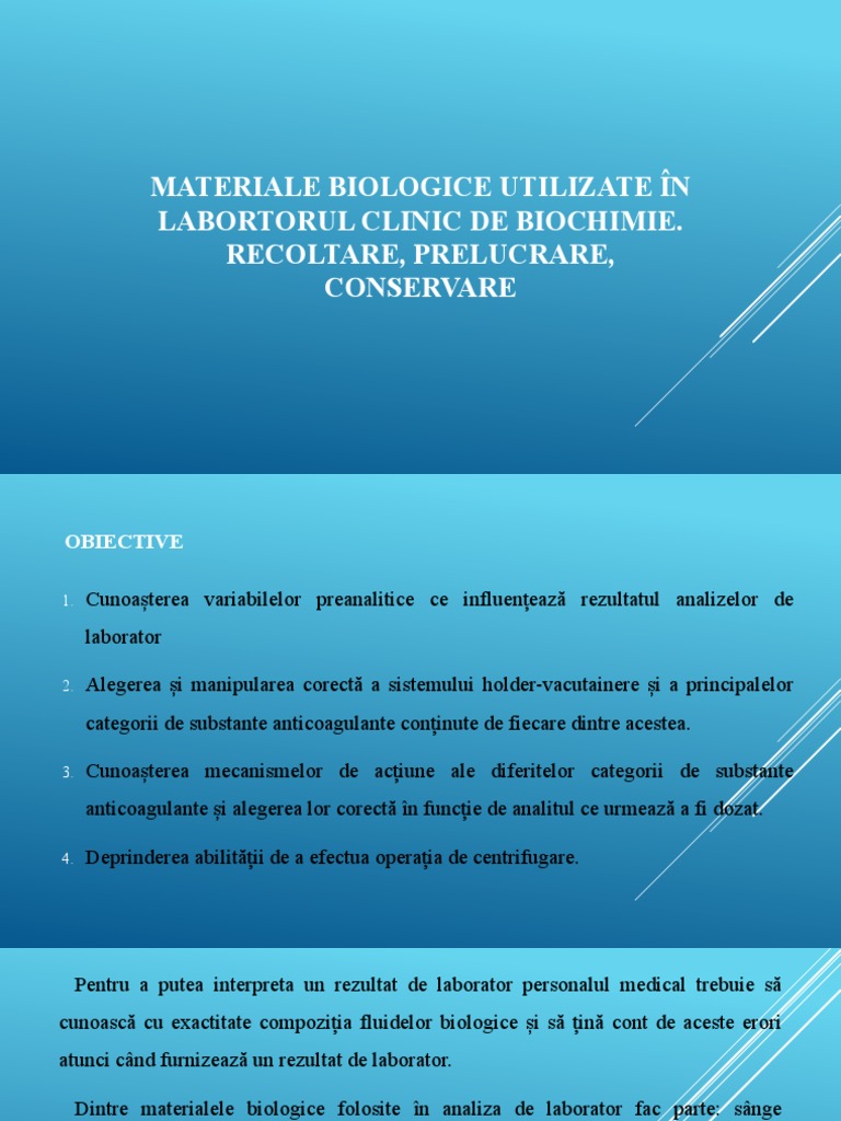Materiale Biologice Utilizate În | PDF