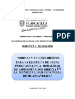 Directiva 003-2013 NORMAS Y PROCEDIMIENTOS PARA EJECUCION DE OBRAS POR ADMINSITRACION DIRECTA