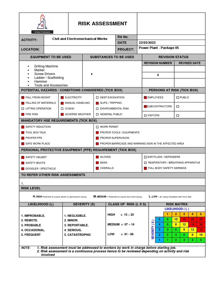 Risk Assessment PDF Personal Protective Equipment Housekeeping
