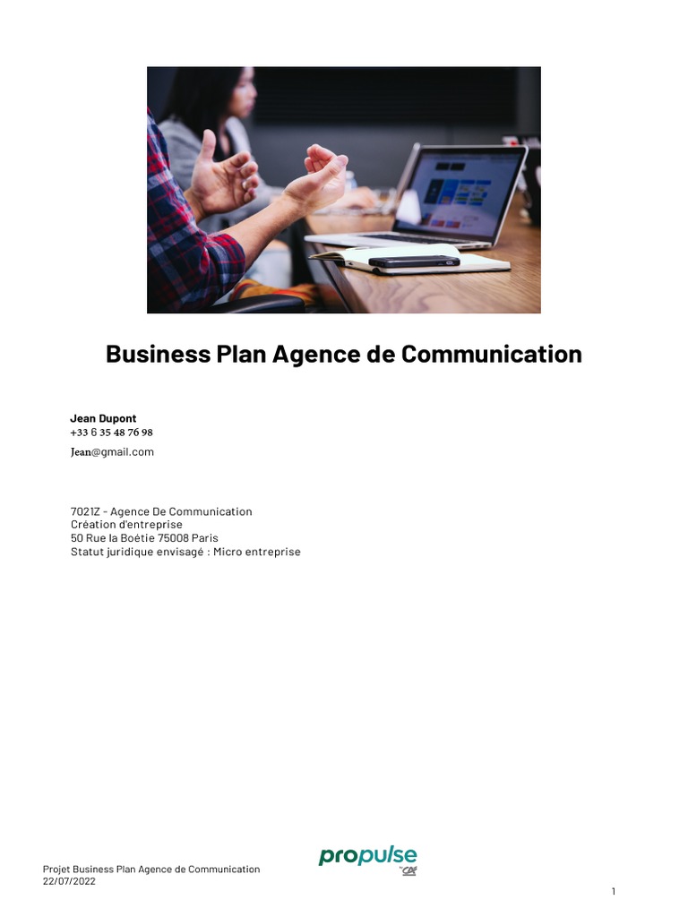 Business Plan Agence de Communication | PDF | Média (Communication ...