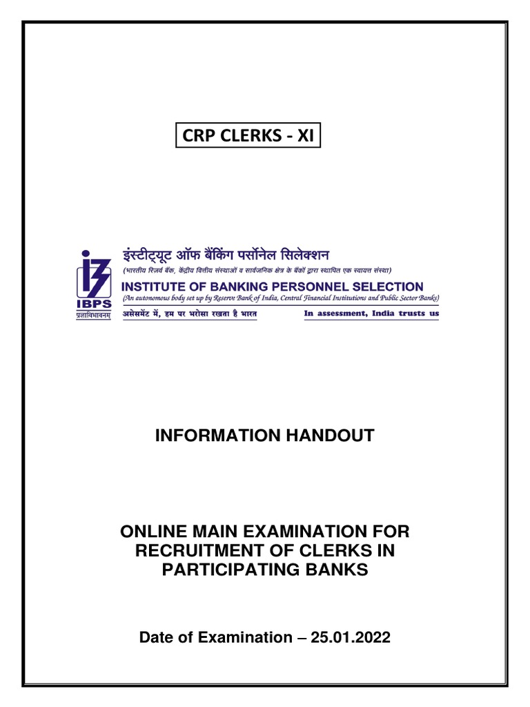 Ibps clerks xi ih eng 2021 pdf identity document option finance 