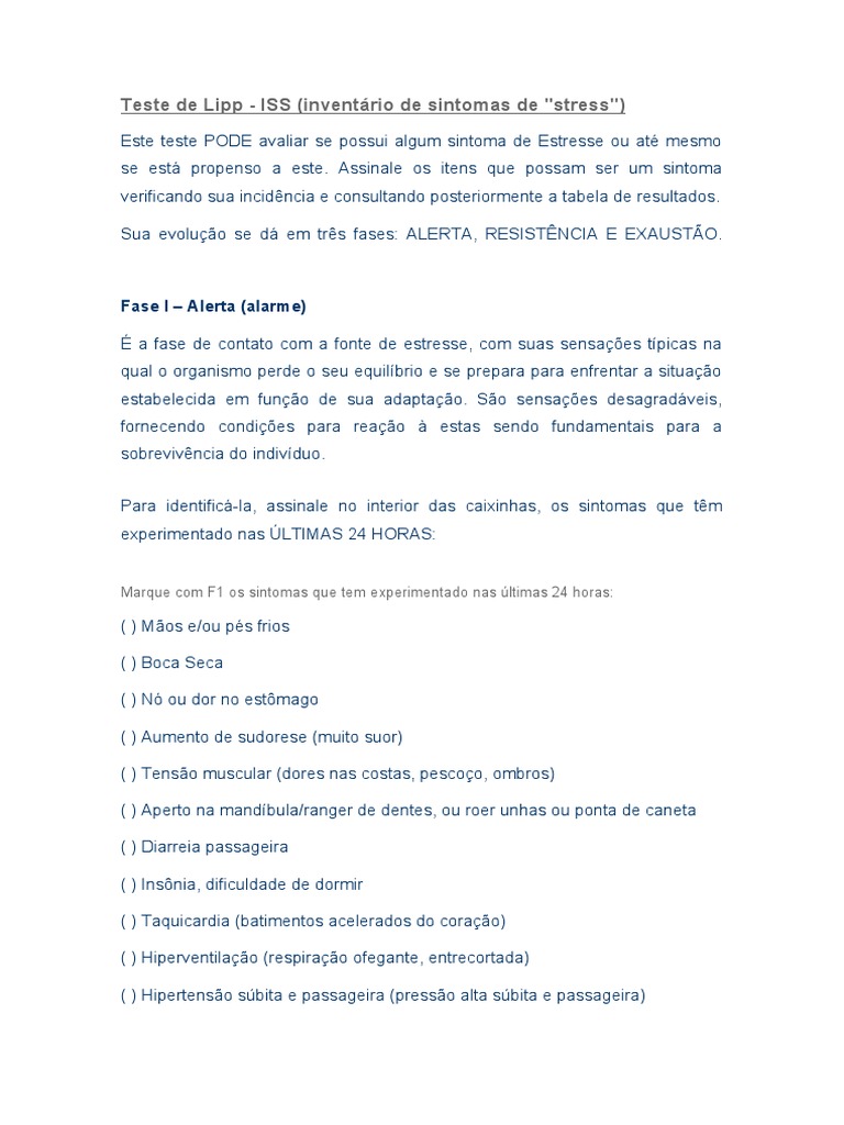 Invent rio de sintomas de stress de lipp issl 2 pdf estresse