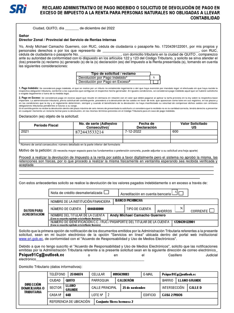 Solicitud De Pago De Devolución A Herederos – MABLAS