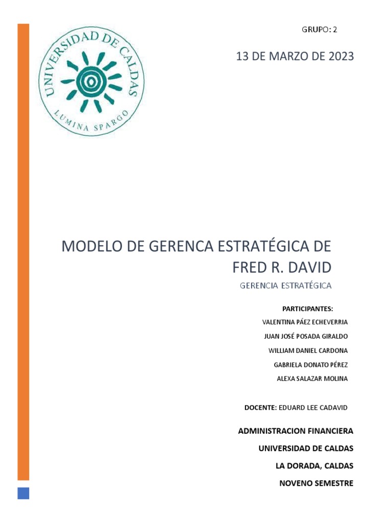Modelo de Gerencia Estratégica de Fred R. David | PDF | Análisis FODA ...