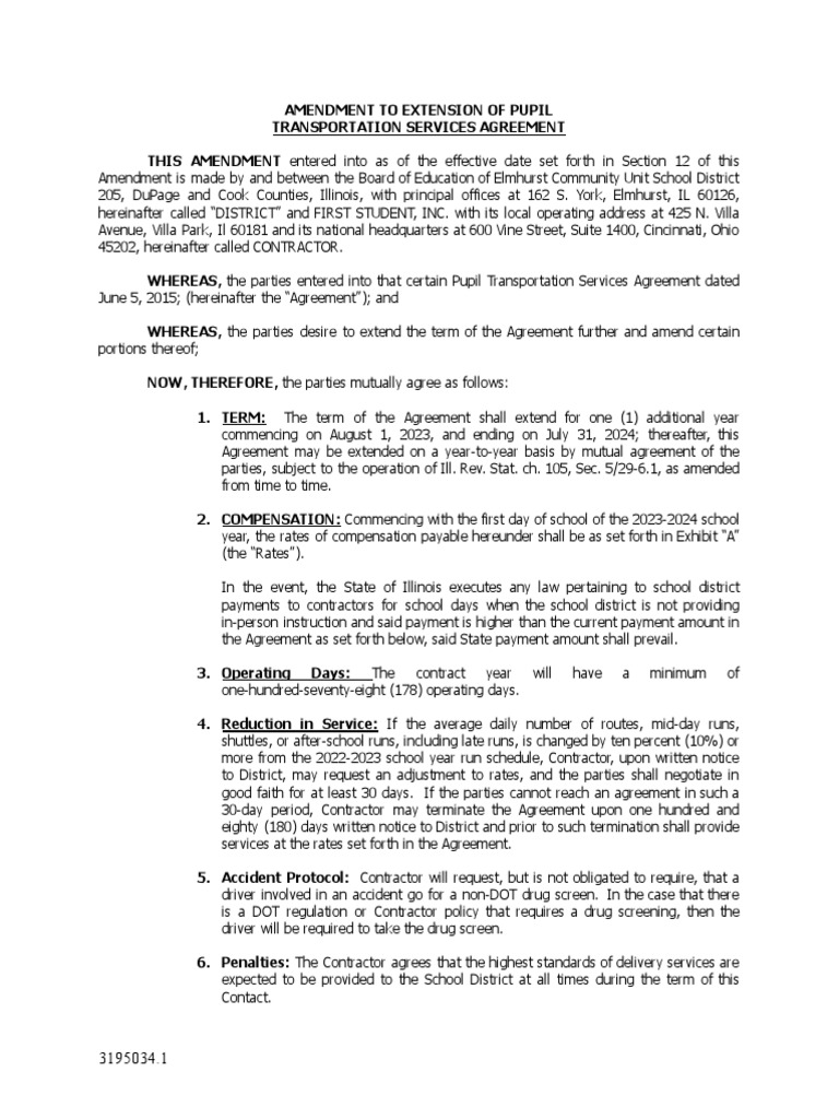 Elmhurst District 205 Bus Contract | PDF | Employment | Justice