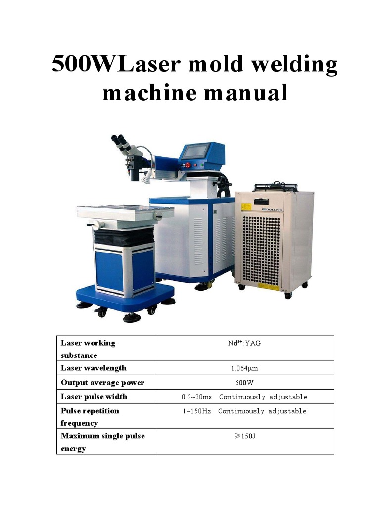 500WLaser Mold Welding Machine Manual PDF Laser Welding