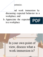 Understanding Work Immersion and Expected Workplace Behavior