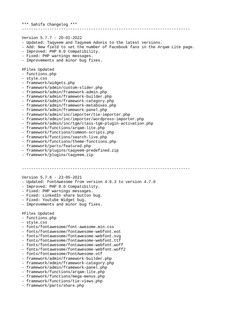 Changelog PDF Icon Word Press