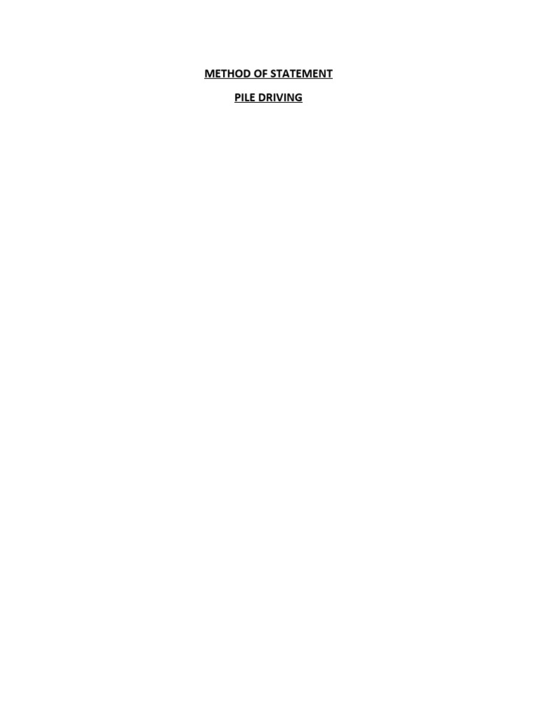 Pile Driving Method Statement | PDF