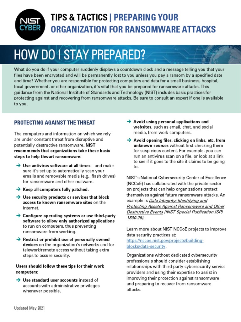 NIST Ransomware Preparedness Guide | PDF | Security | Computer Security