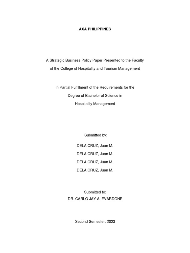 EXAMPLE STRATEGIC MANAGEMENT - Sample Policy Paper | PDF | Compensation ...