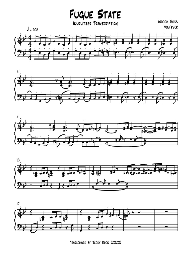 Vulfpeck Fugue State (Keys Transcription v2) PDF PDF