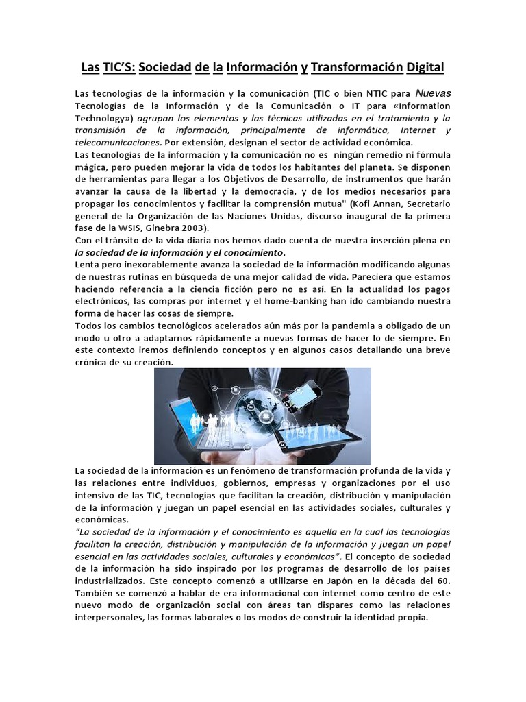 TIC y Transformación Digital en la Sociedad | PDF | Tecnología de ...