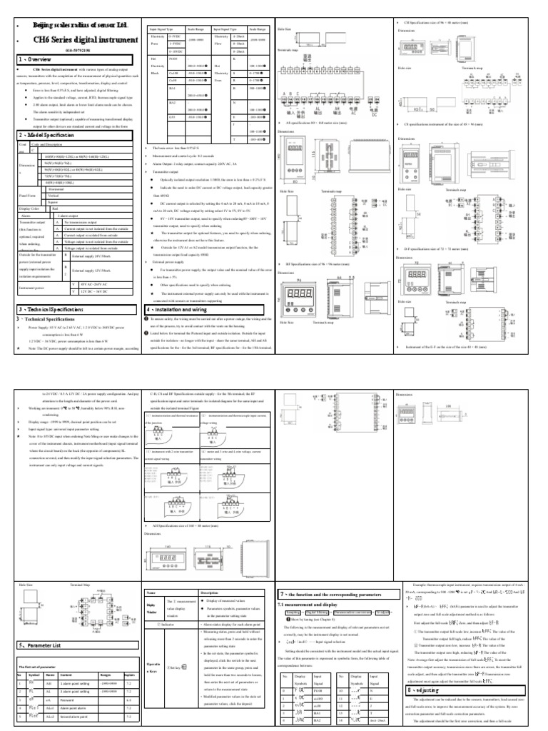 CH6 Series Digital Instrument Overview | PDF | Thermocouple | Power Supply