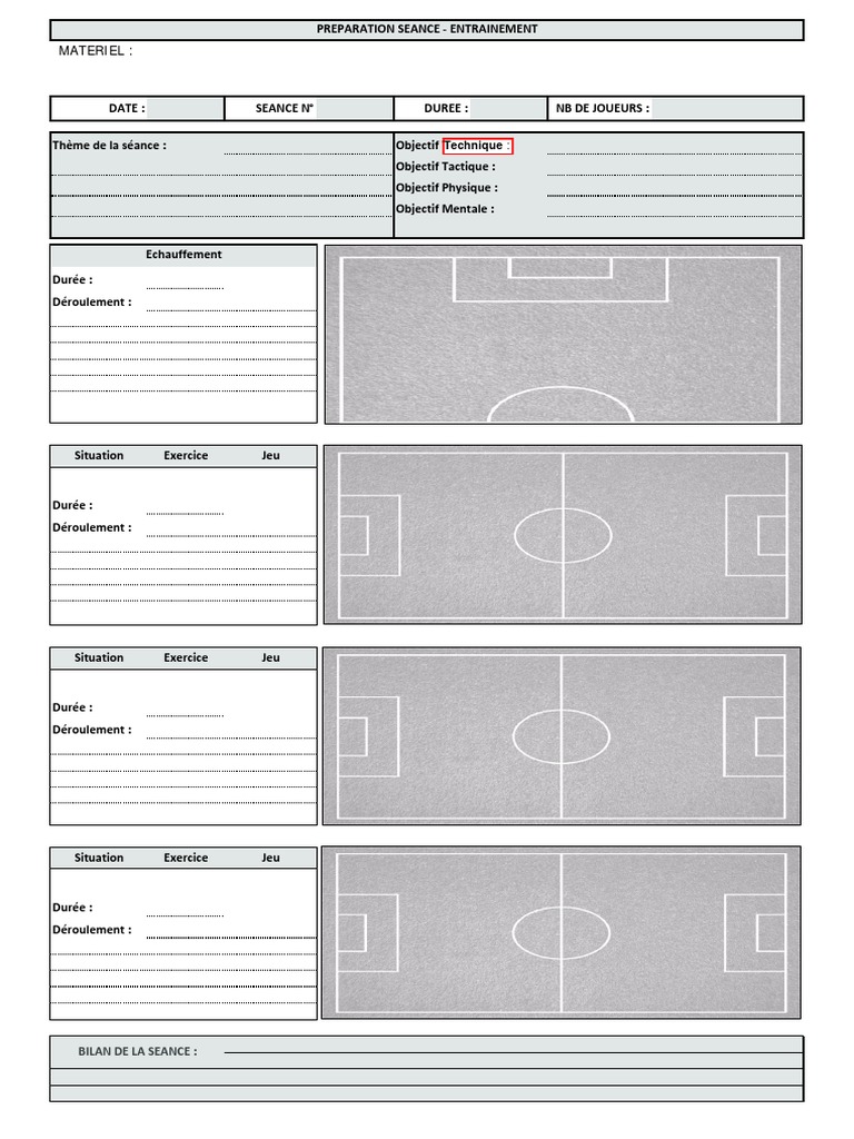 Fiche d'entraînement football vierge | PDF