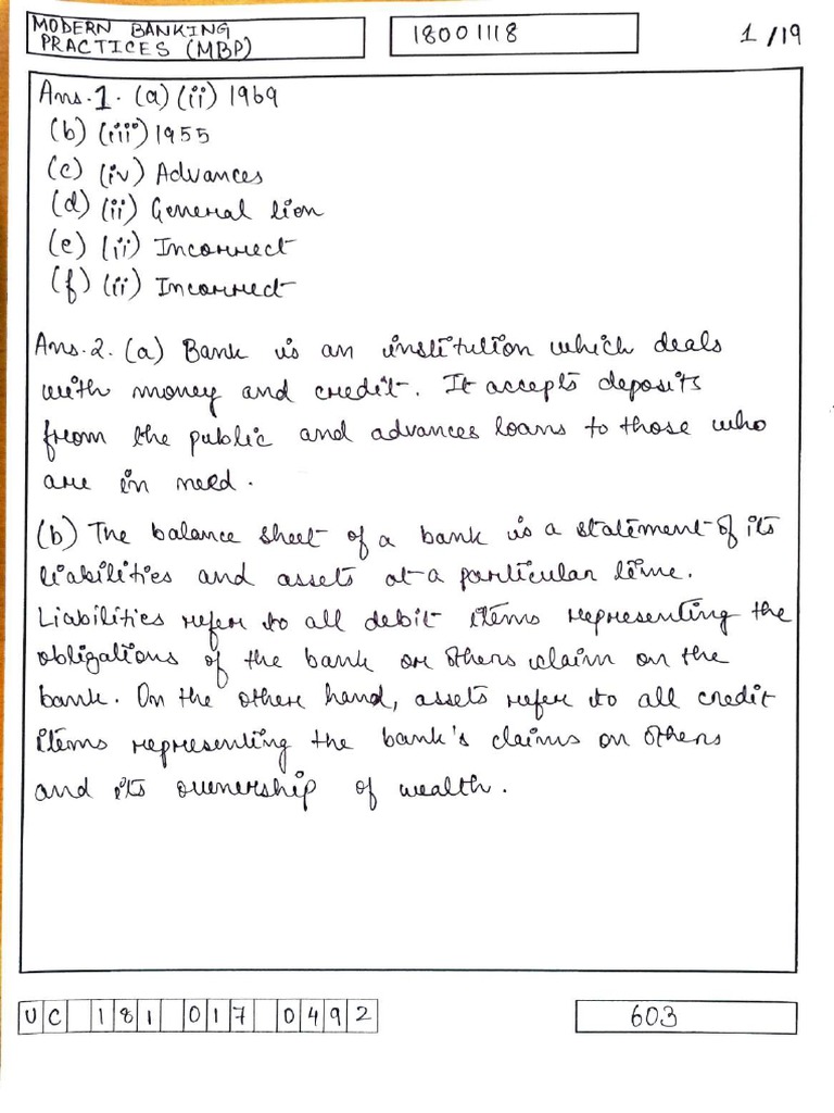 Modern Banking Practices (MBP) Uc-181-017-0492 | PDF | Science ...