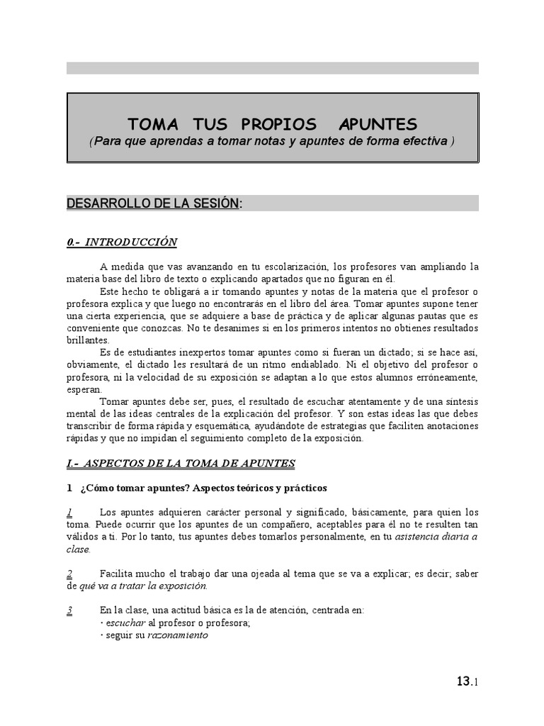 Como Tomar Apuntes Pdf