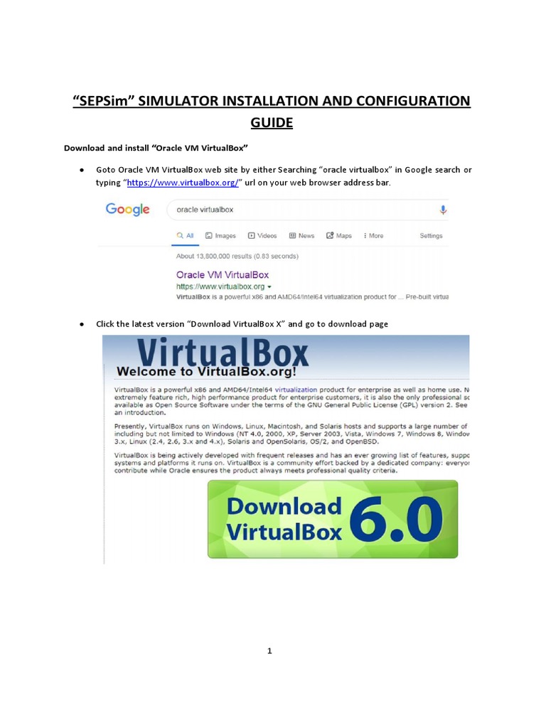 SEPSim Installation on VirtualBox Guide | PDF | Installation (Computer ...