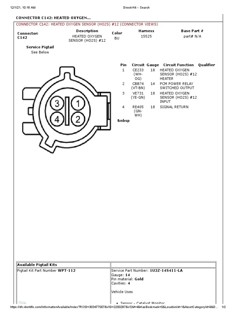 O2 Calentador B1S2 Pin Out de Sensor O2 | PDF | Sensor | Vehicle Technology