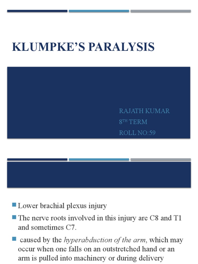 Klumpke's Paralysis PDF Hand Finger
