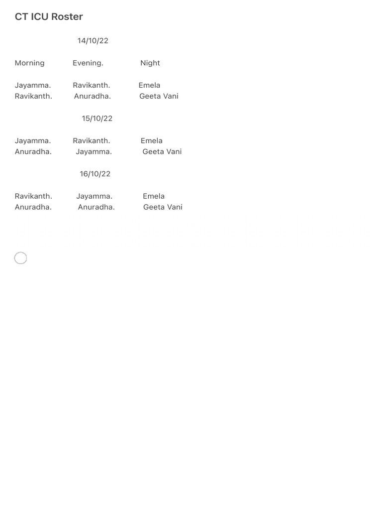 CT ICU Roster PDF PDF