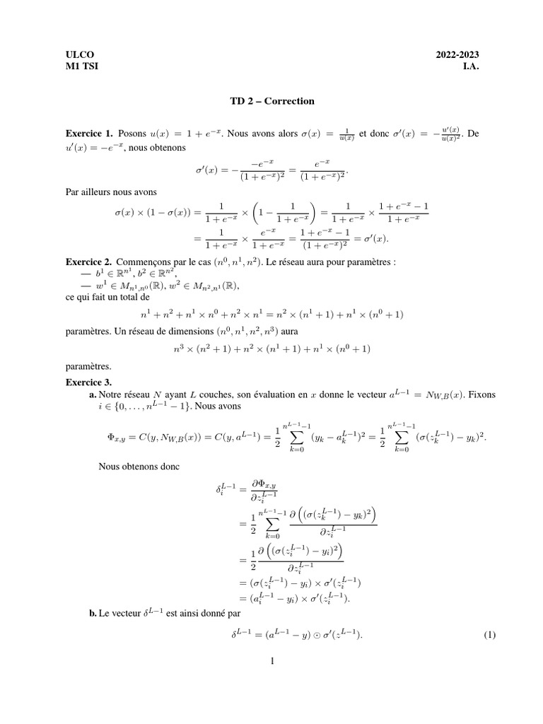 Correction TD 2 M1 TSI I.A. 2022-2023 | PDF