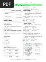 Interger Operations Notes Sheet