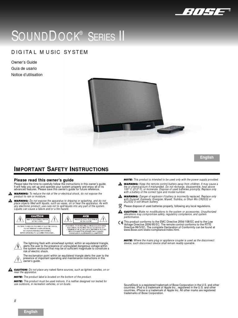 BOSE Sounddock - Series - II | PDF | Electrical Connector ...