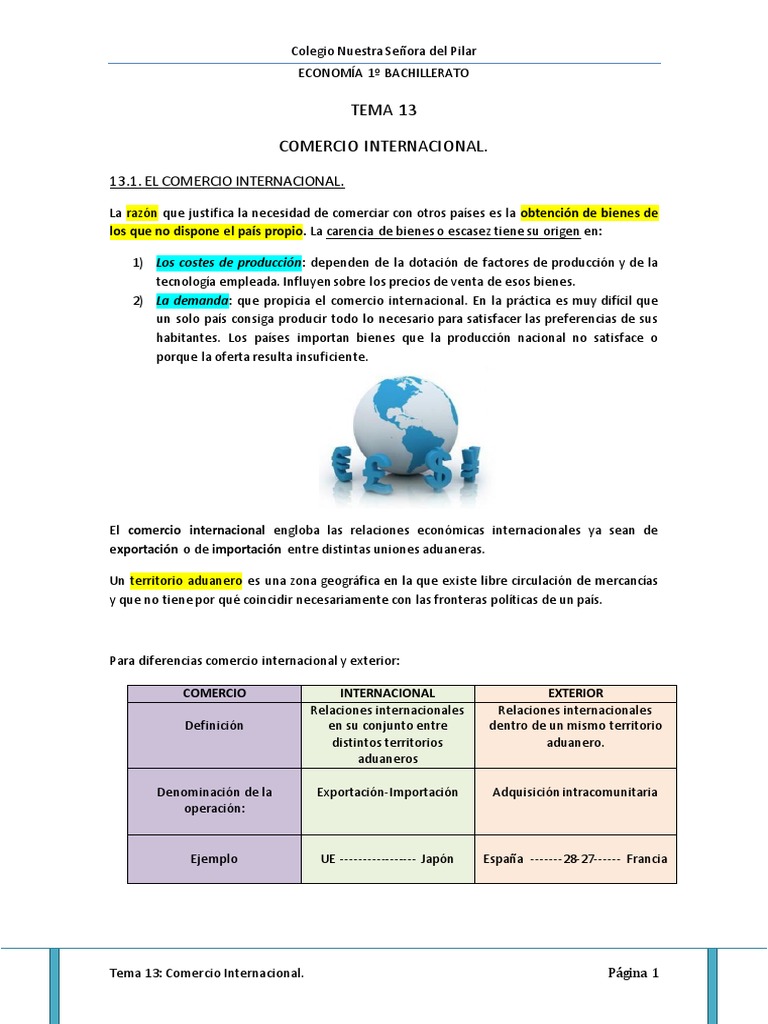 Tema 13 Comercio Internacional | PDF | Tipo de cambio | Balance de pagos