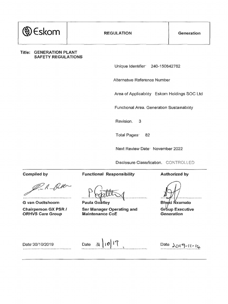 240150642762 Generation Plant Safety Regulations1 PDF PDF High