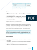 FAMILIA, ESCUELA Y SOCIEDAD Actividad Tema 1 (Educación, Familia y Sociedad) Educación Formal y No Formal