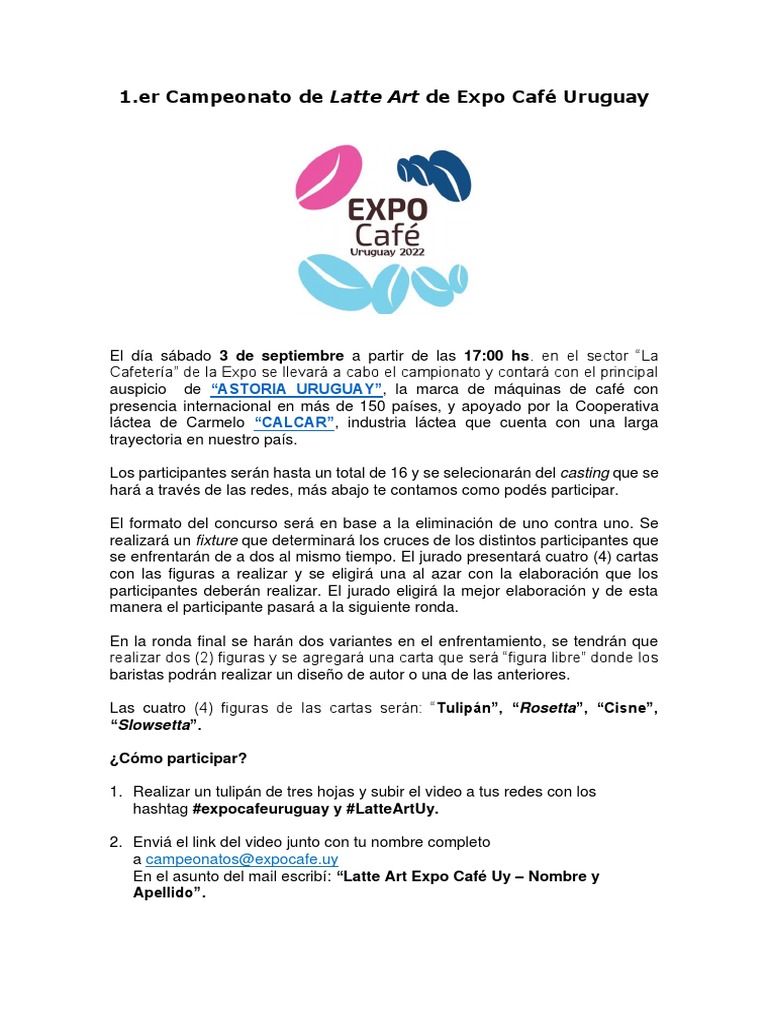 1er Campeonato Latte Art Expo Cafe Uruguay PDF