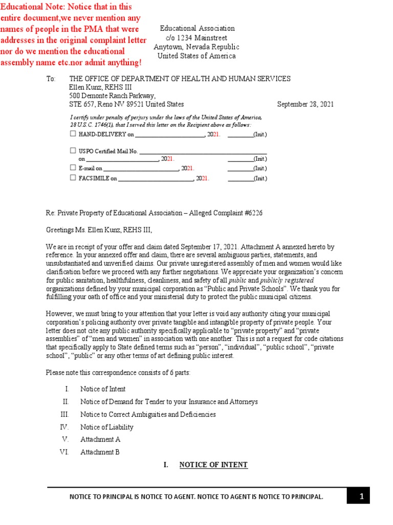 Example Response To Health Dept PDF | PDF | Legal Liability | Service ...