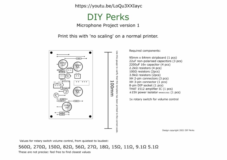 Parts List Stripboard Template V1 (Print With No Scaling) 1 PDF