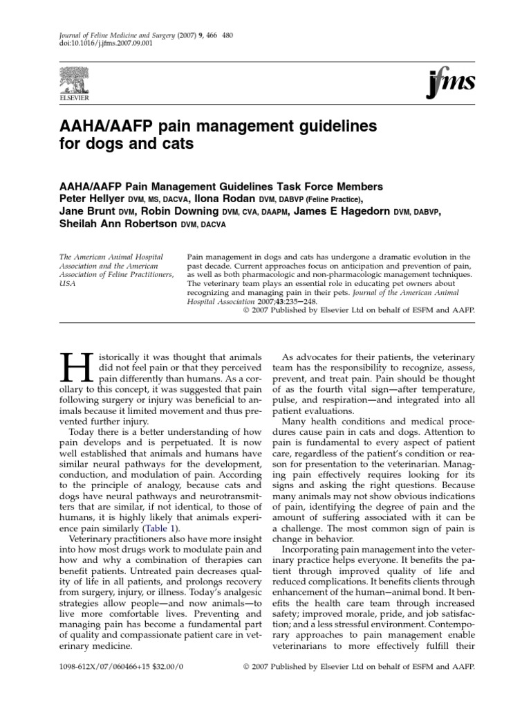 AAHAAAFP Pain Management Guidelines PDF Analgesic Pain