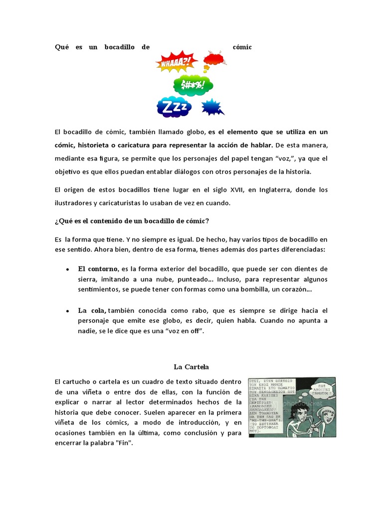 Qu Es Un Bocadillo De C mic PDF C mics