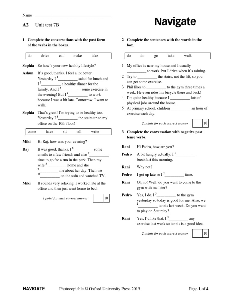 Unit Test 7b Pdf Food And Drink