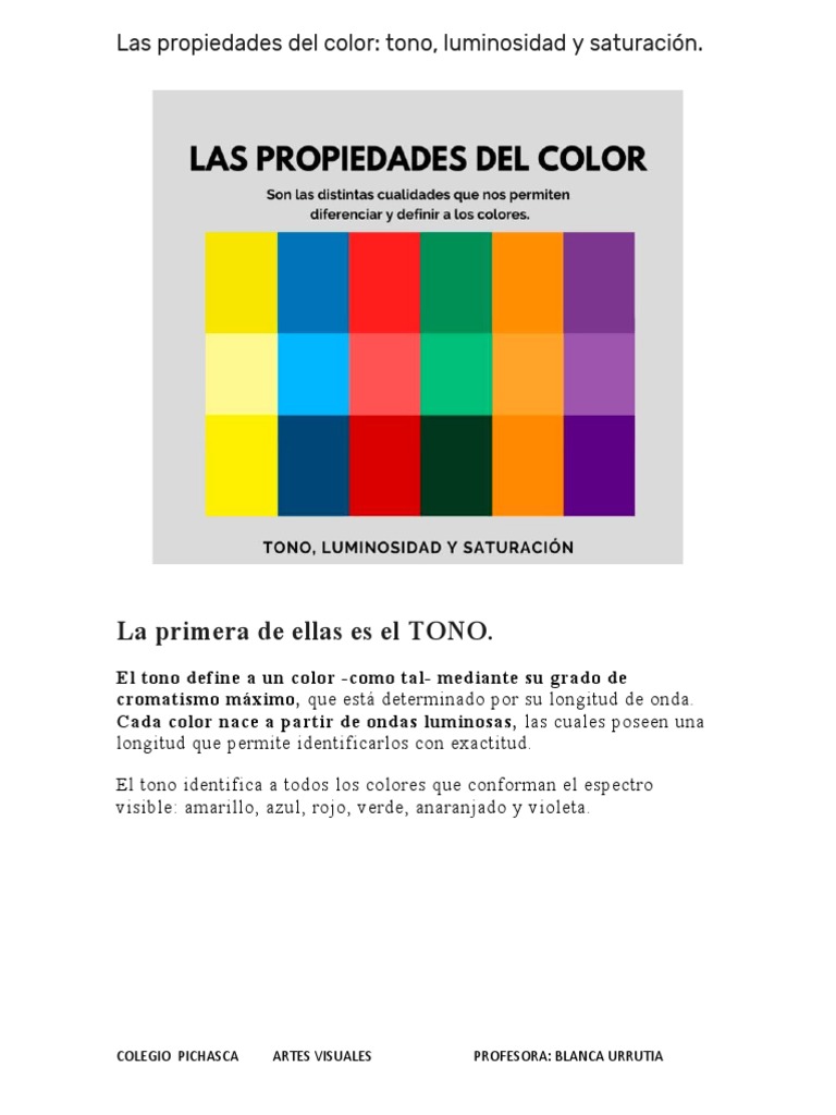 Propiedades del Color: Tono, Luminosidad y Saturación | PDF | Arte