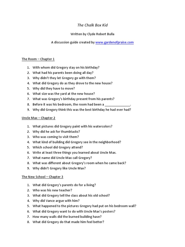 The Chalk Box Kid Discussion Guide PDF
