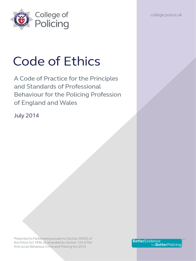 Code of Ethics PDF Police Integrity
