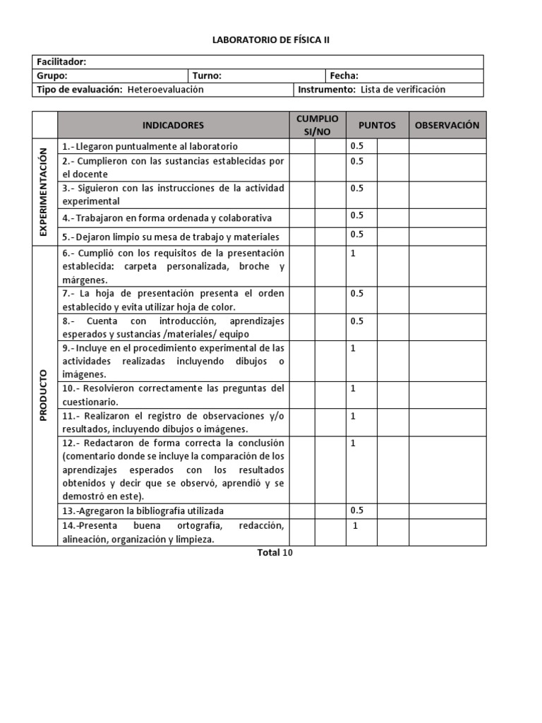 Lista de cotejo-lab-FIS2 | PDF