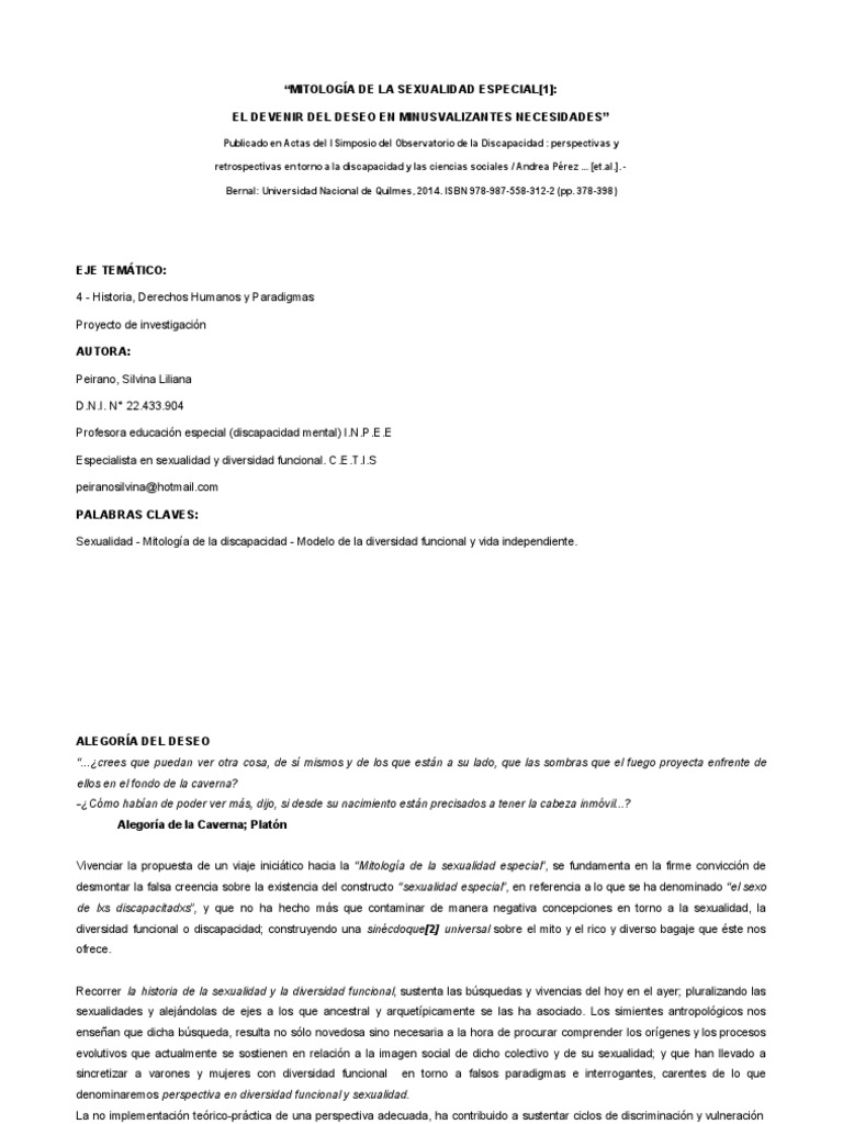 Sexualidad y diversidad funcional: mitos y realidades | PDF | Invalidez ...