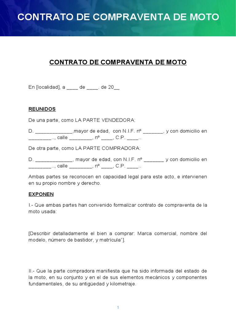 Contrato de Compraventa de Moto | PDF | Derecho privado | Justicia