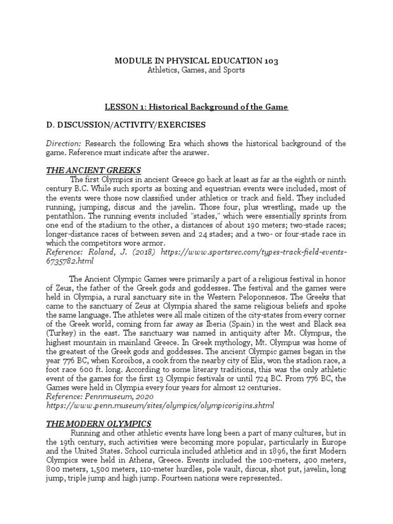 The Origins and Evolution of Track and Field Athletics PDF Track