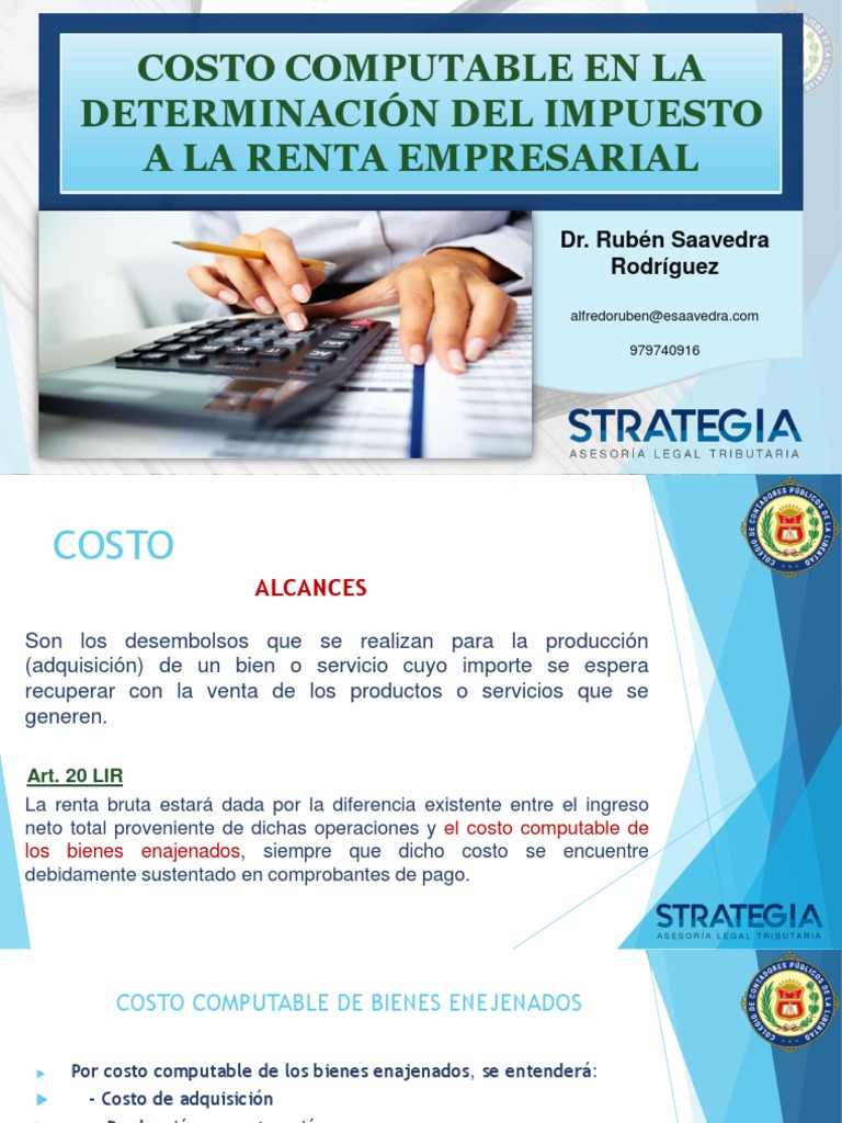 Costo Computable en Impuesto a la Renta | PDF | Costo | Depreciación