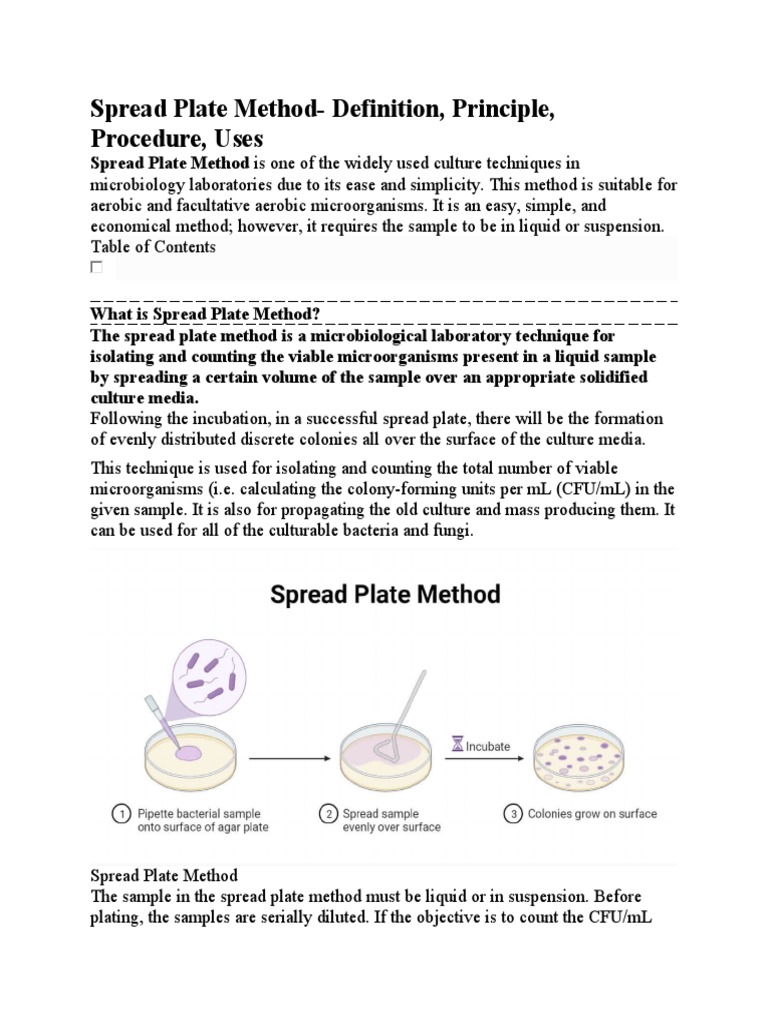 Spread Plate Method in Microbiology | PDF | Colony Forming Unit ...