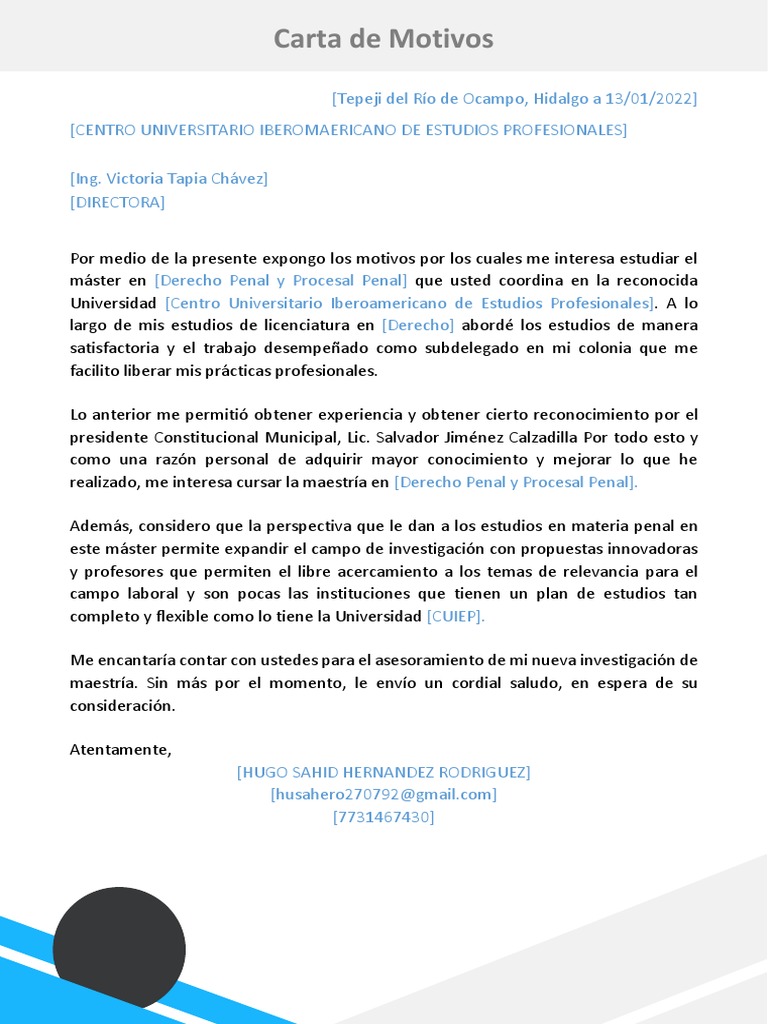 Carta de Motivos PDF | PDF