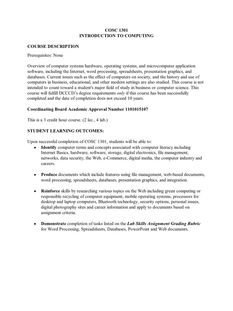Cosc 1301 | Download Free PDF | Competence (Human Resources ...