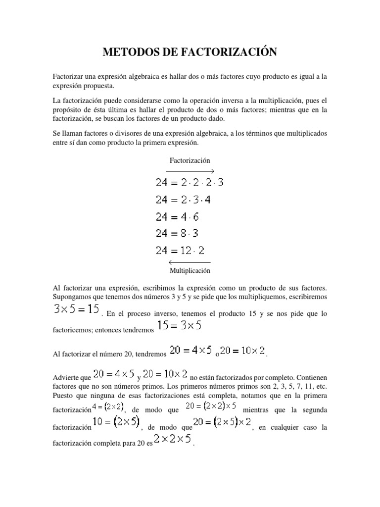 Metodos de Factorizacion Compress PDF PDF Factorización