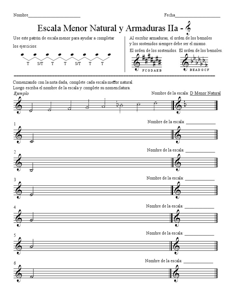 Escala Menor Natural Y Armadura Iia Tc Pdf Composiciones Musicales